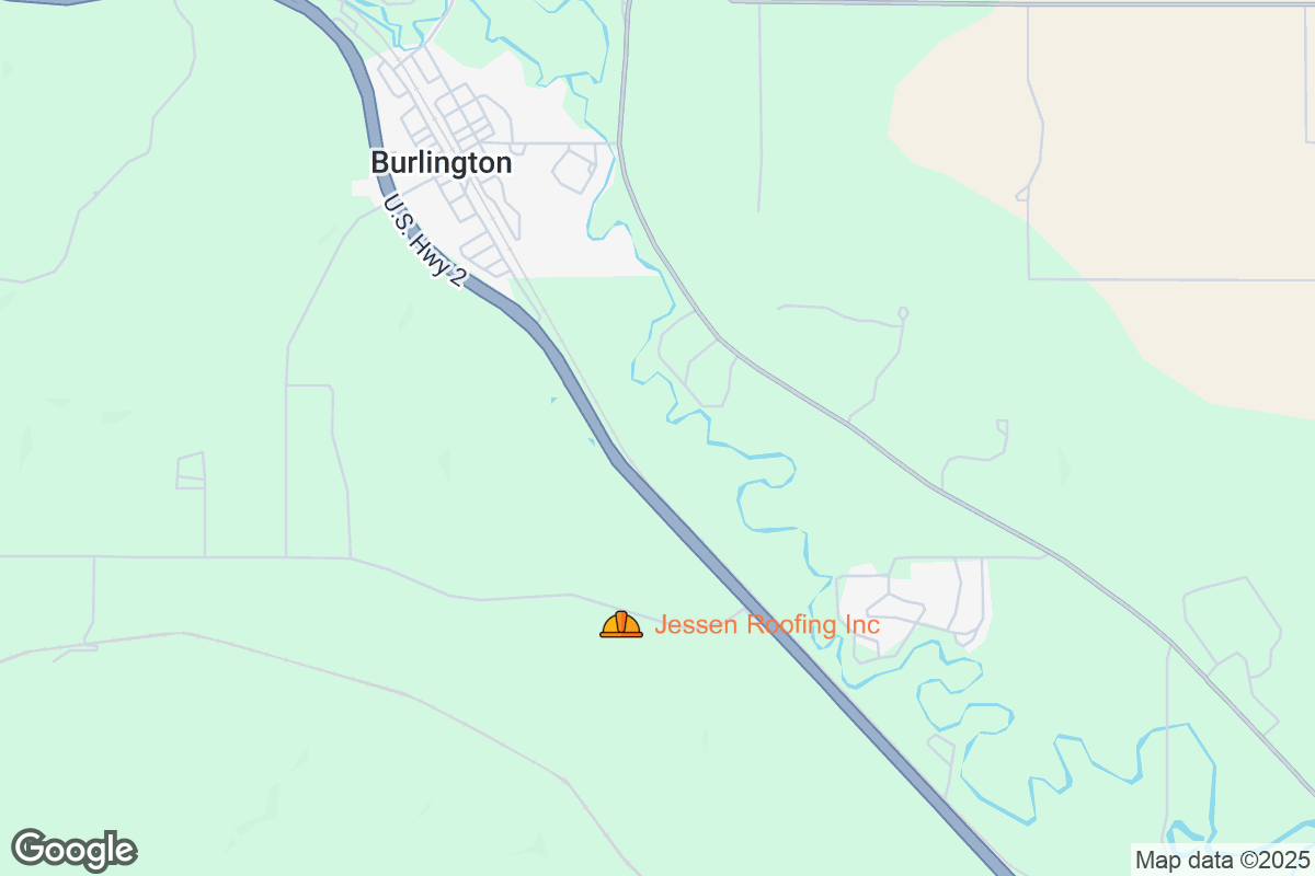 Map of Roofing Contractors in Burlington, North Dakota