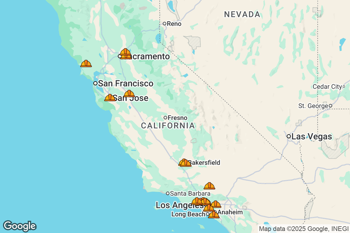 Map of Roofing Contractors in California