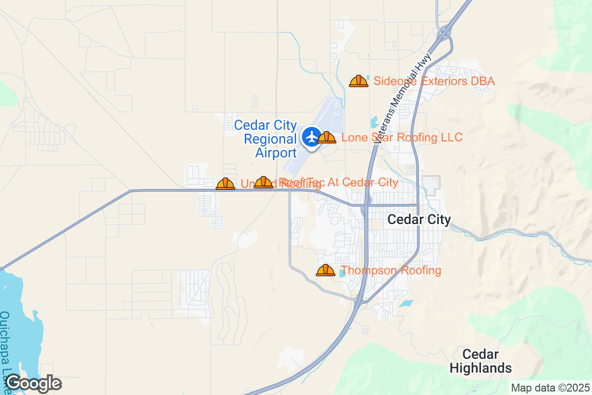 Map of Roofing Contractors in Cedar City, Utah