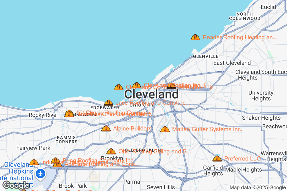 Map of Roofing Contractors in Cleveland, Ohio