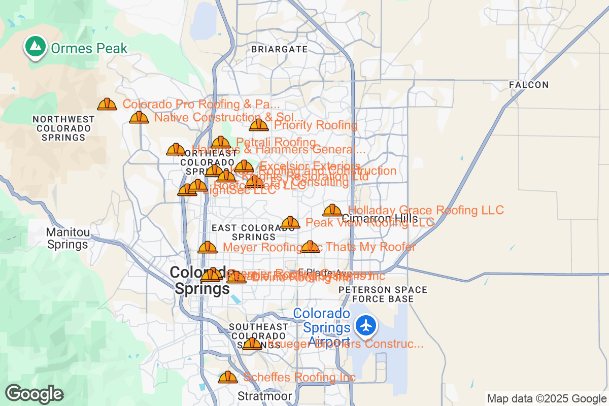 Map of Roofing Contractors in Colorado Springs, Colorado