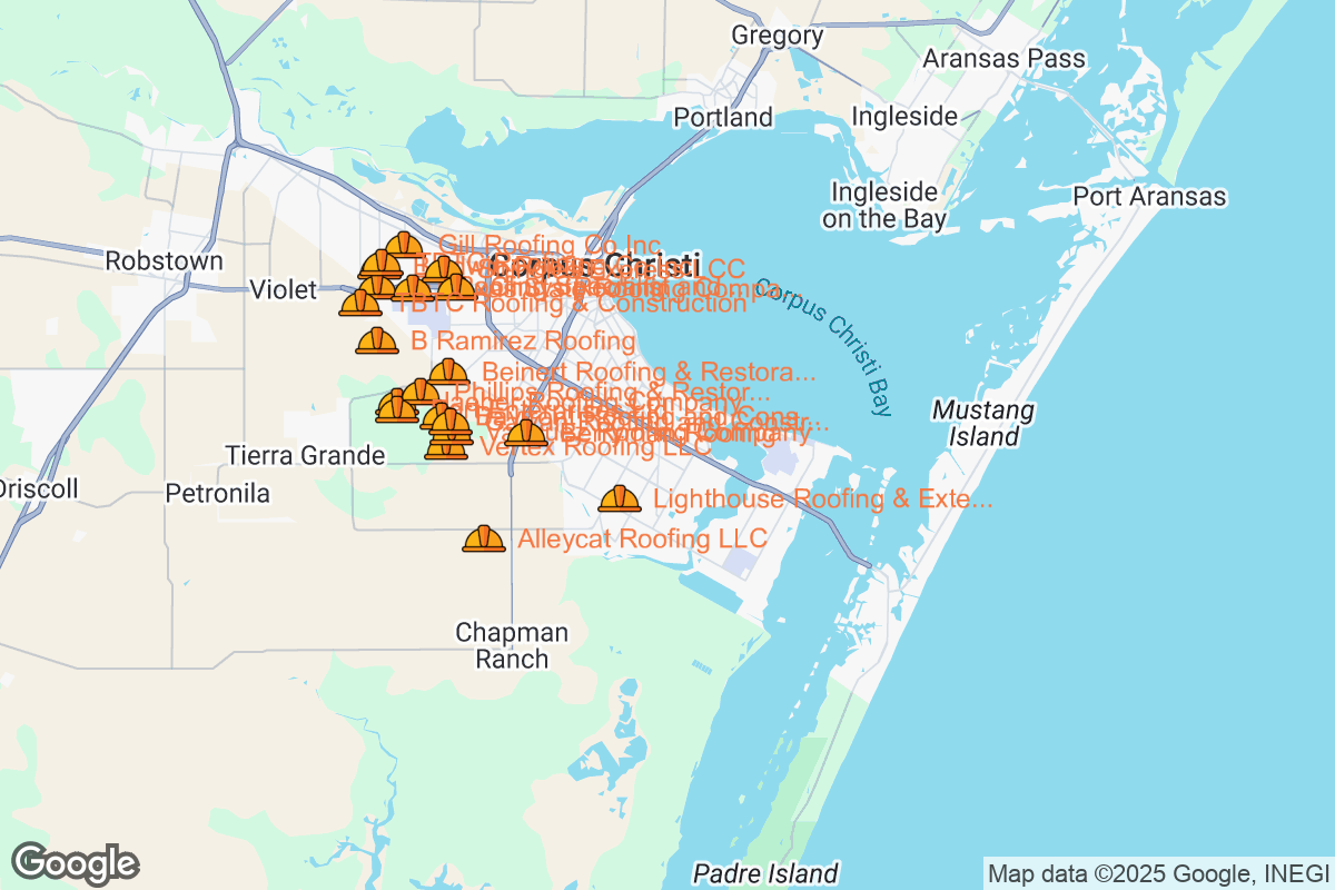 Map of Roofing Contractors in Corpus Christi, Texas