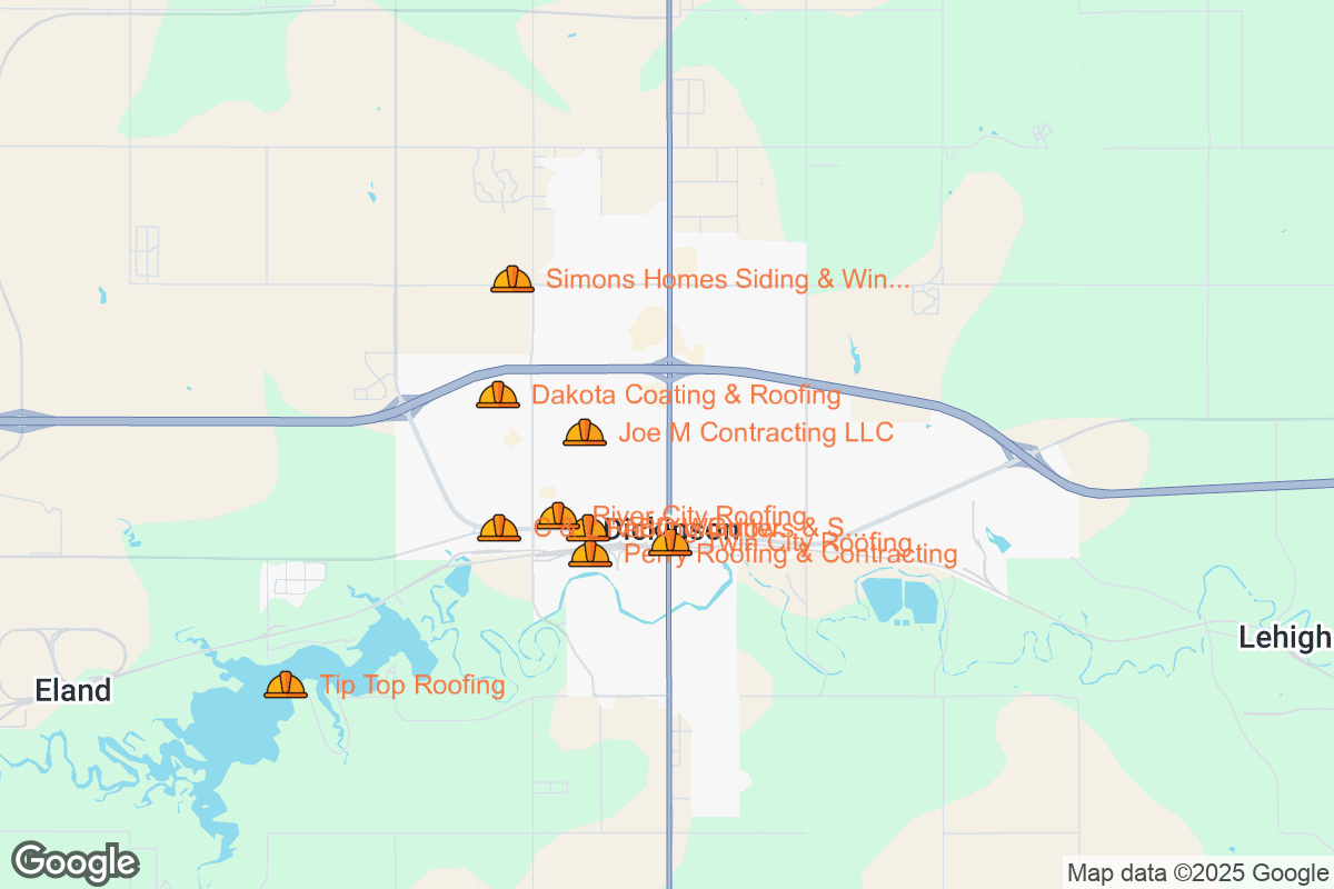 Map of Roofing Contractors in Dickinson, North Dakota