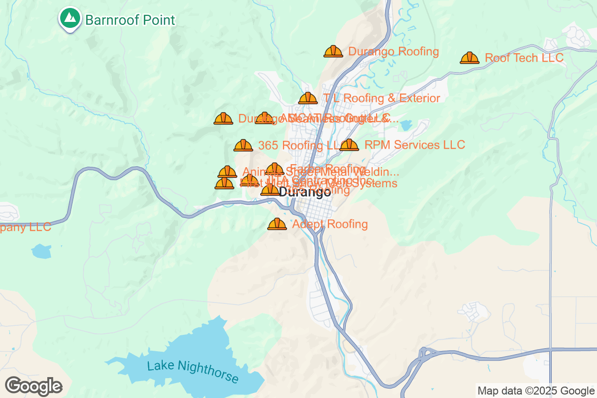 Map of Roofing Contractors in Durango, Colorado
