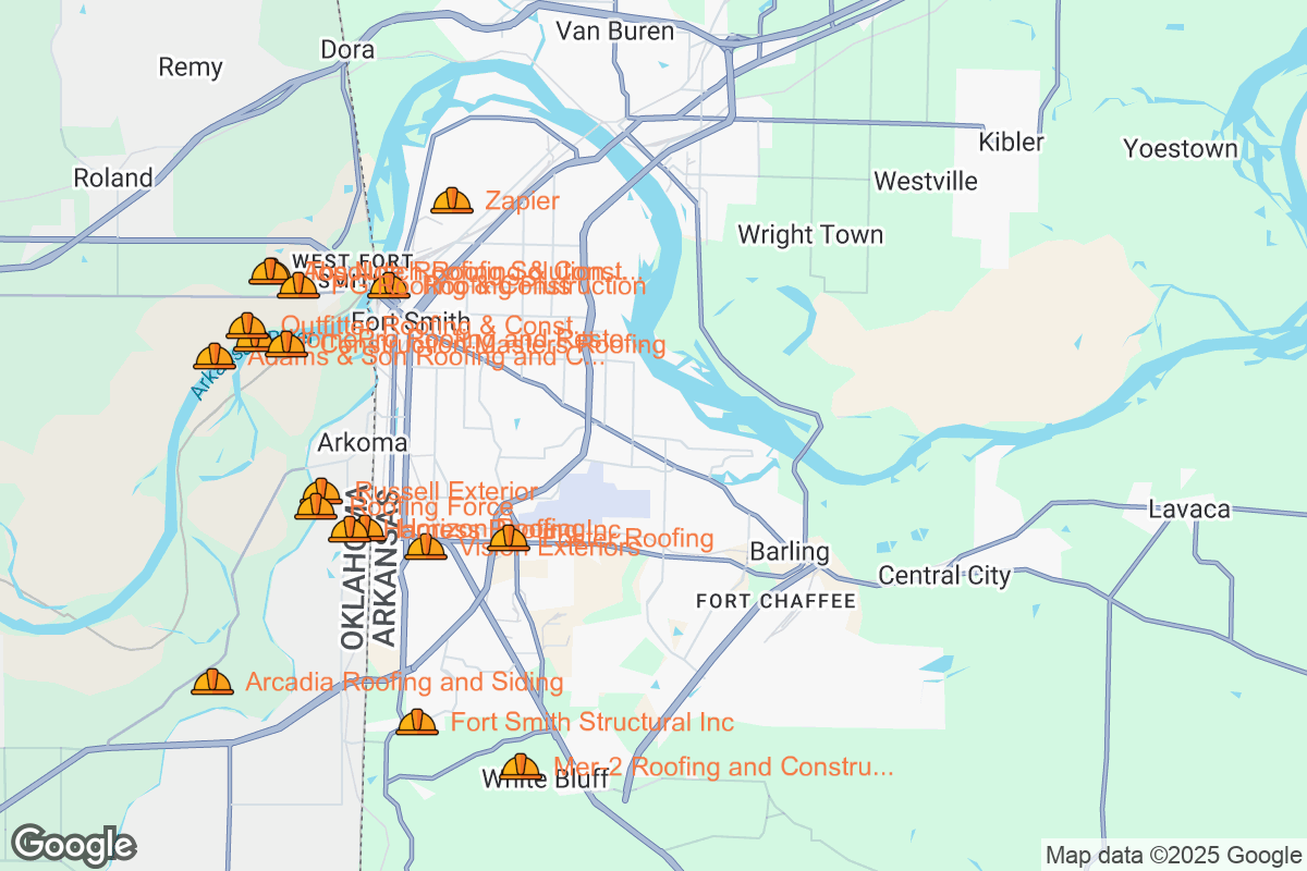 Map of Roofing Contractors in Fort Smith, Arkansas