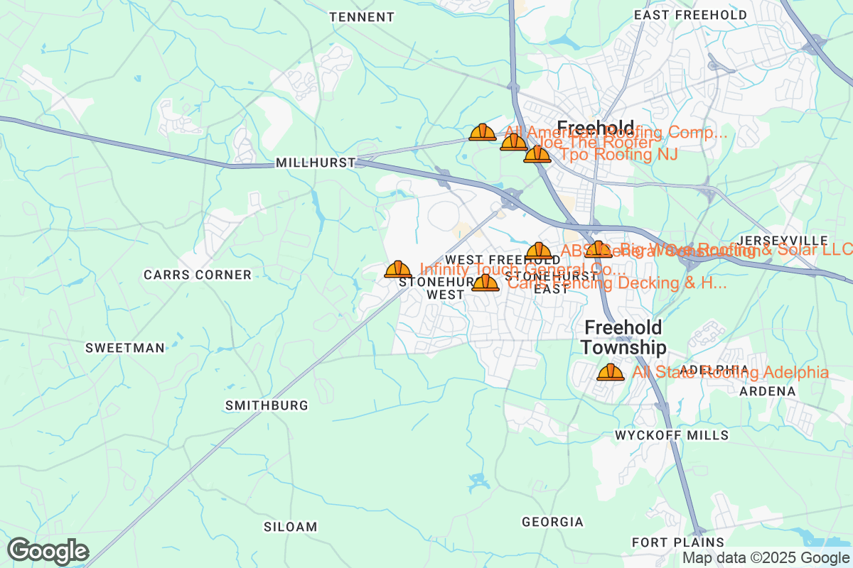 Map of Roofing Contractors in Freehold, New Jersey