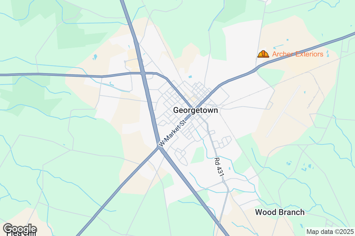Map of Roofing Contractors in Georgetown, Delaware