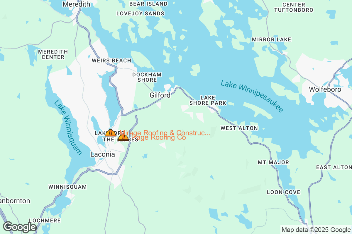 Map of Roofing Contractors in Gilford, New Hampshire