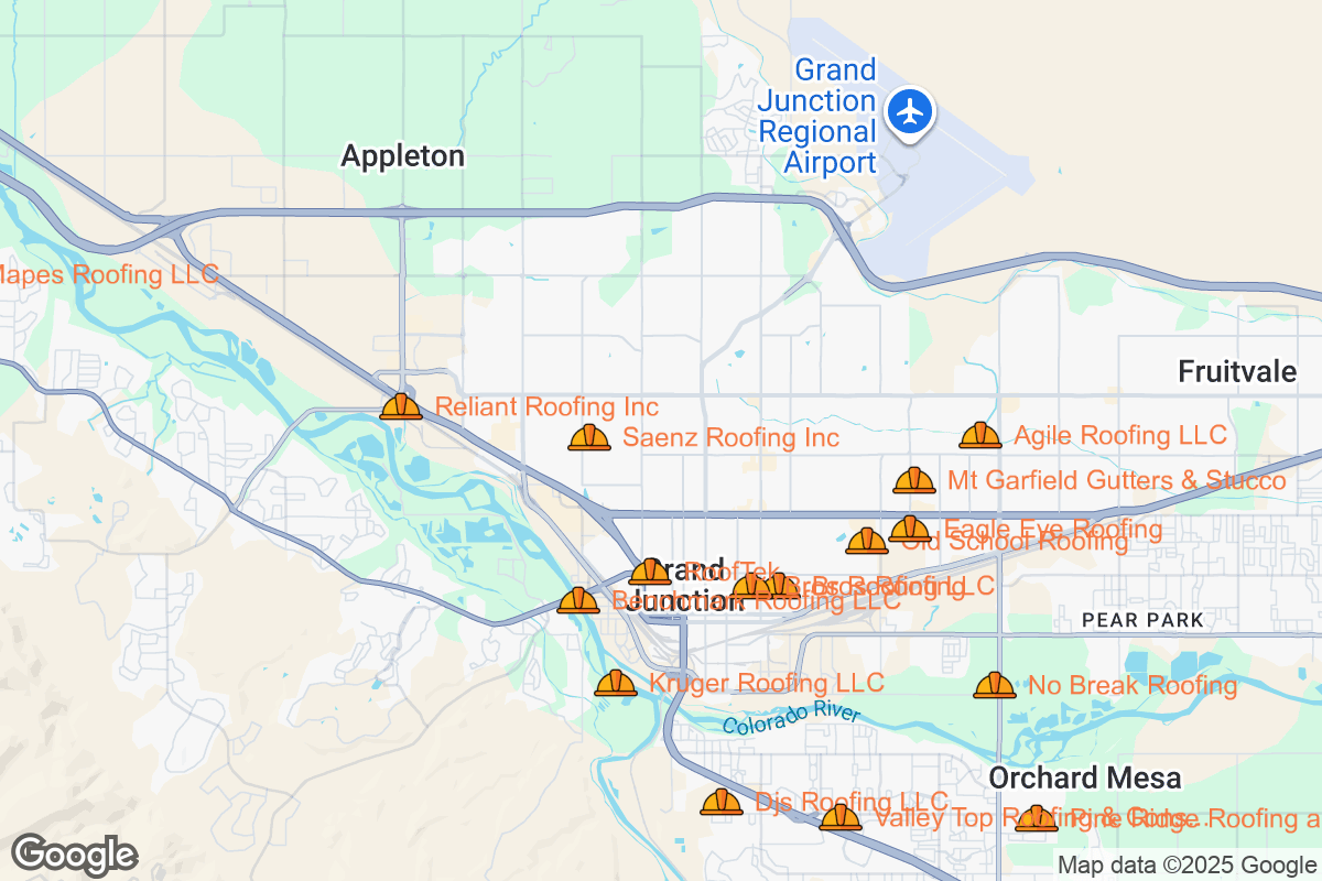 Map of Roofing Contractors in Grand Junction, Colorado