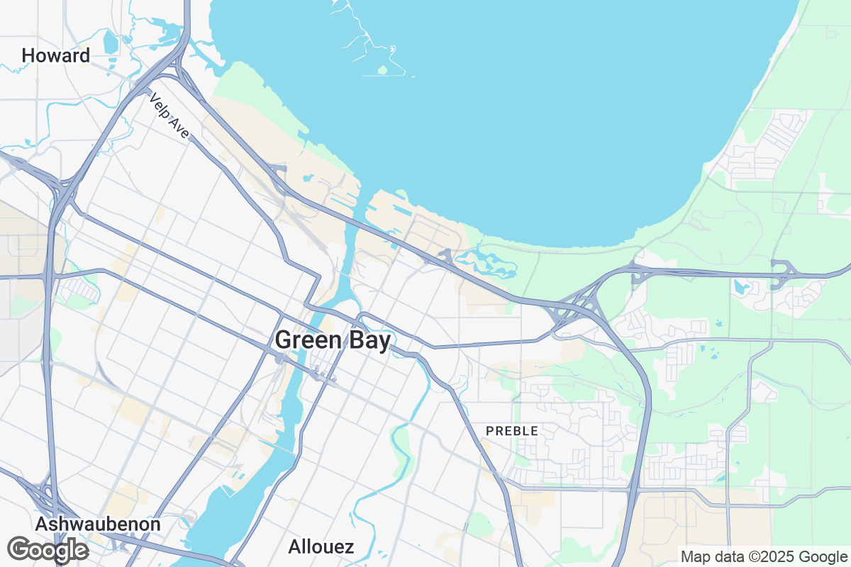 Map of Roofing Contractors in Green Bay, Wisconsin