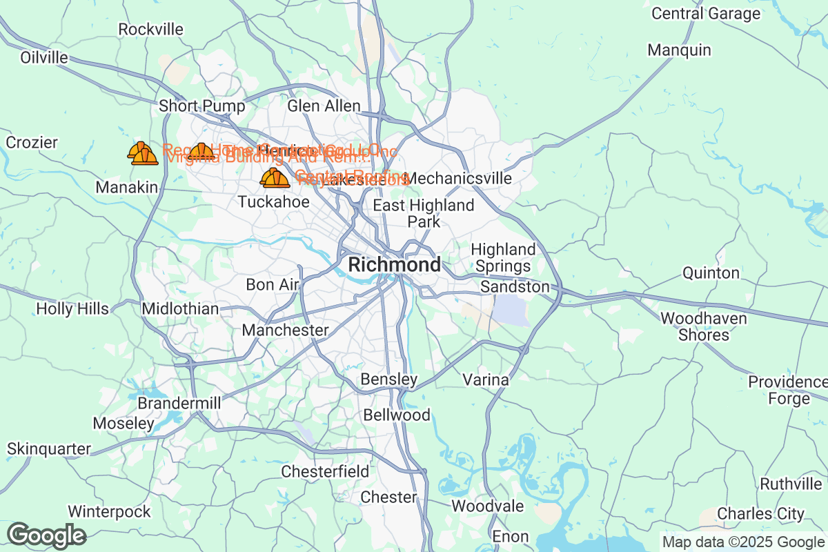Map of Roofing Contractors in Henrico, Virginia