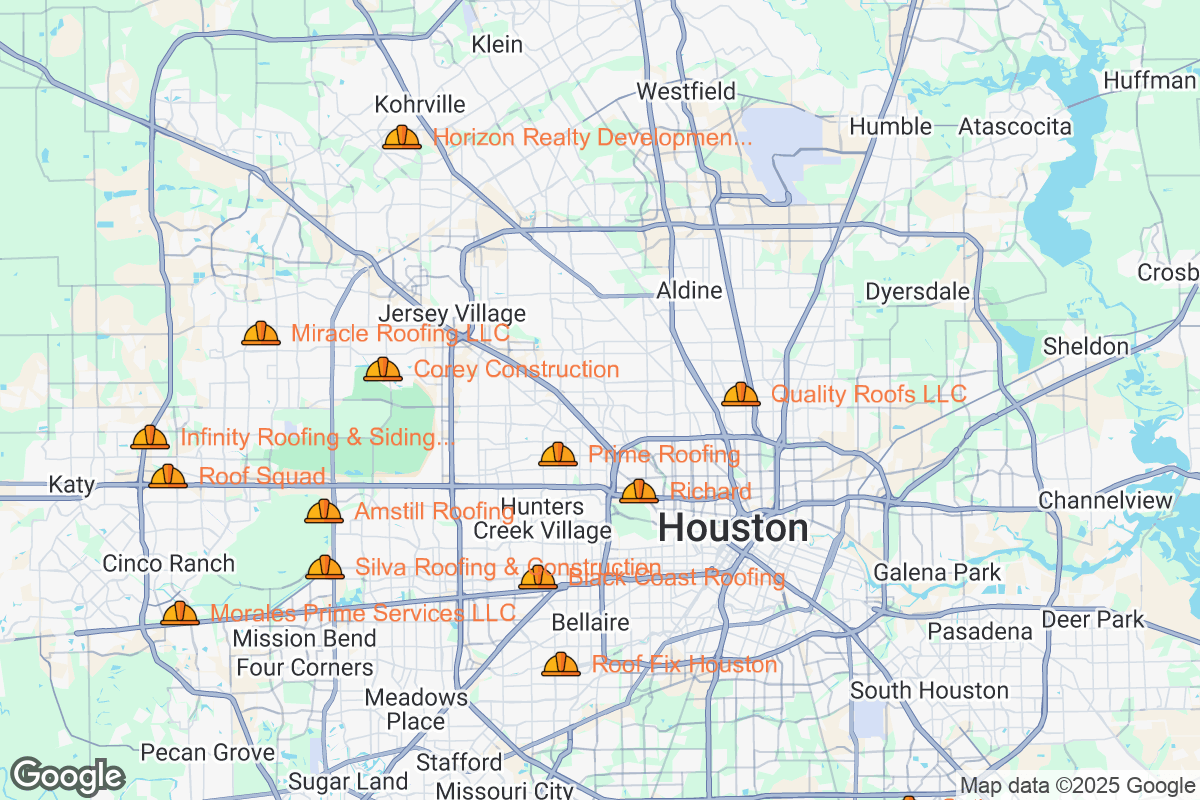 Map of Roofing Contractors in Houston, Texas
