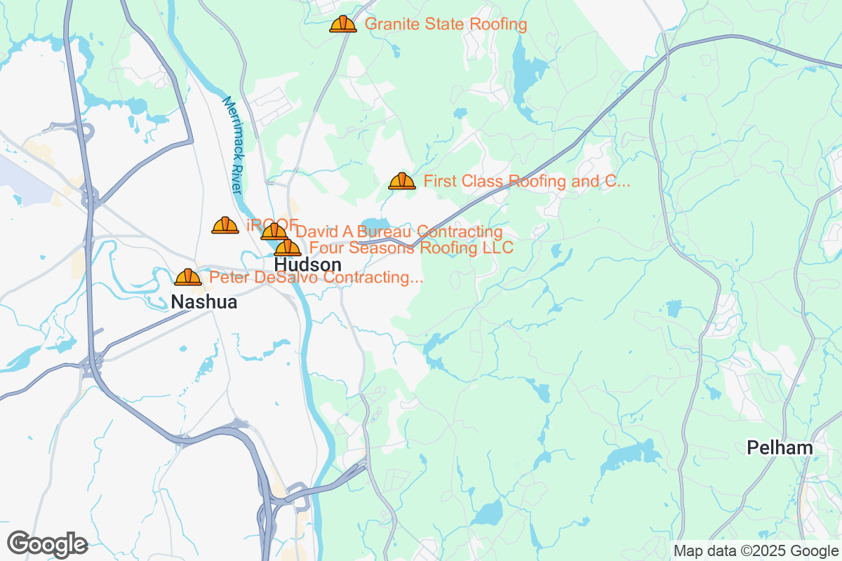 Map of Roofing Contractors in Hudson, New Hampshire