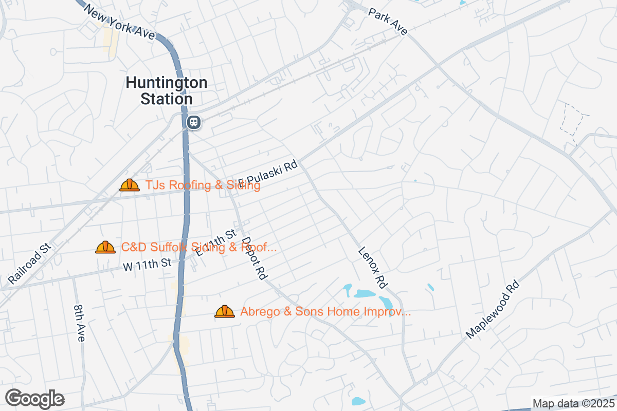 Map of Roofing Contractors in Huntington Station, New York