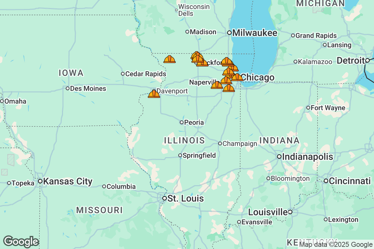Map of Roofing Contractors in Illinois