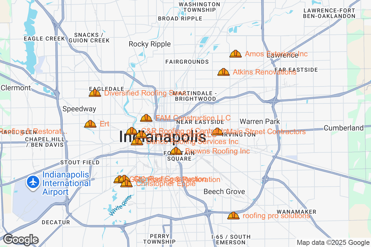 Map of Roofing Contractors in Indianapolis, Indiana