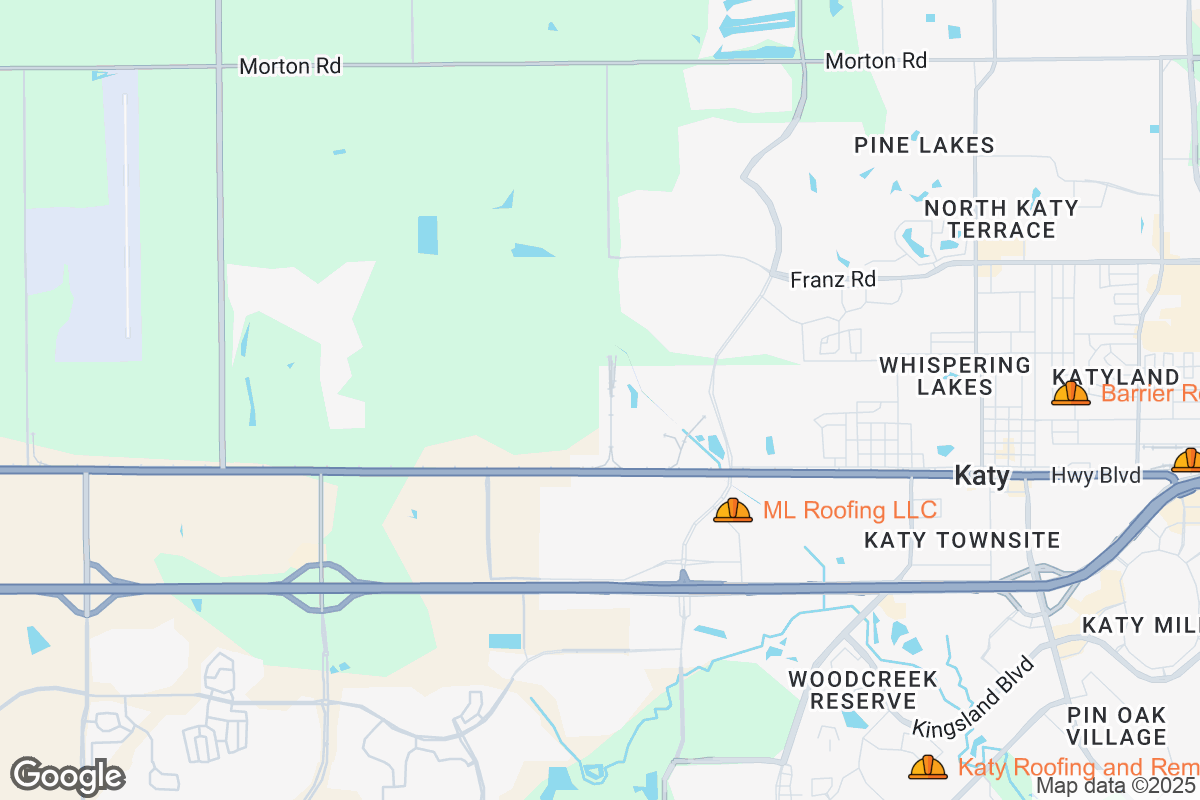 Map of Roofing Contractors in Katy, Texas