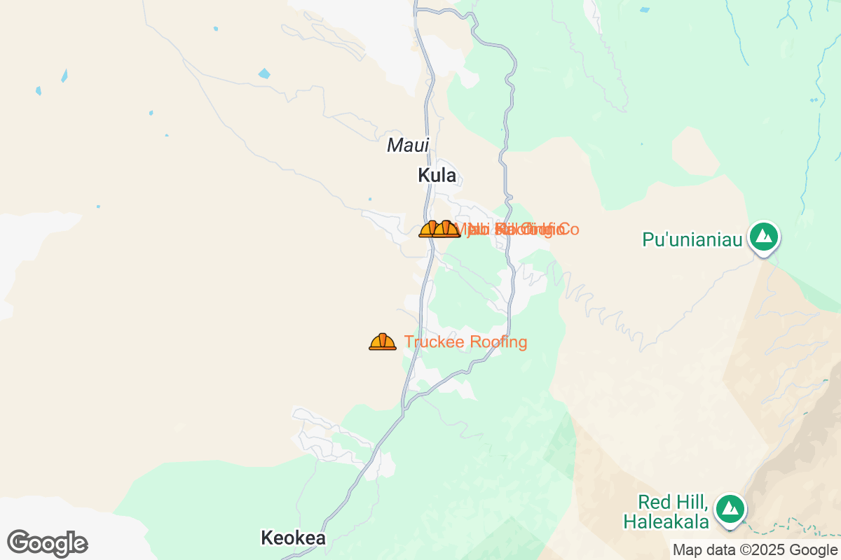Map of Roofing Contractors in Kula, Hawaii