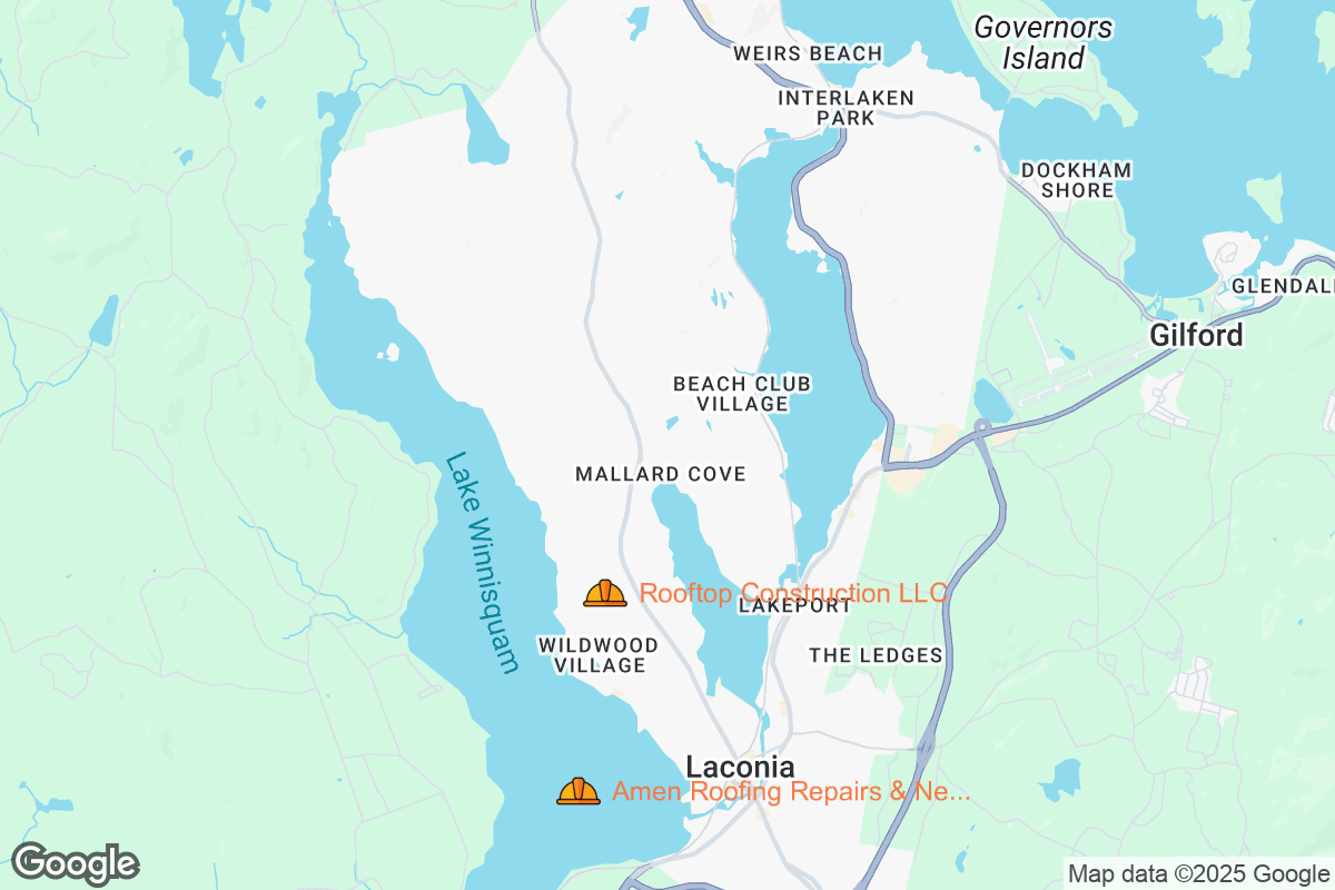 Map of Roofing Contractors in Laconia, New Hampshire