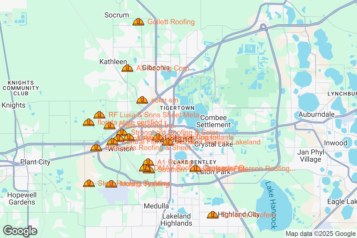 Map of Roofing Contractors in Lakeland, Florida