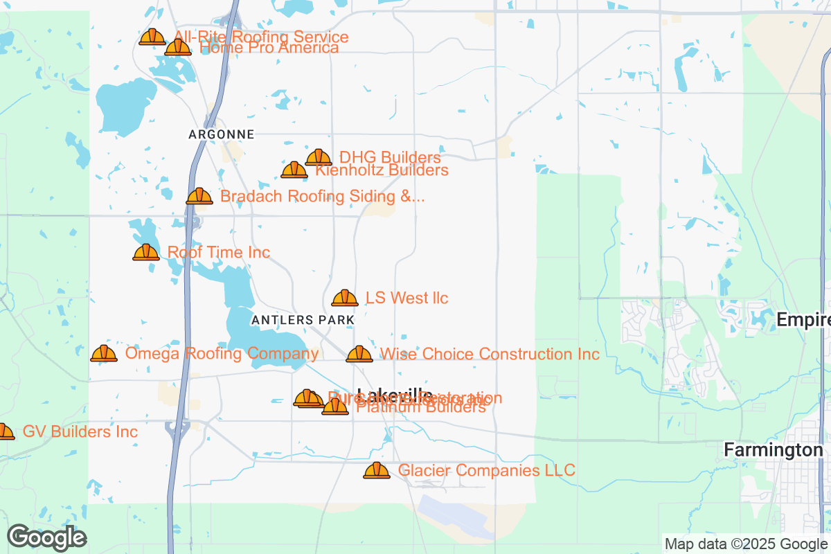 Map of Roofing Contractors in Lakeville, Minnesota
