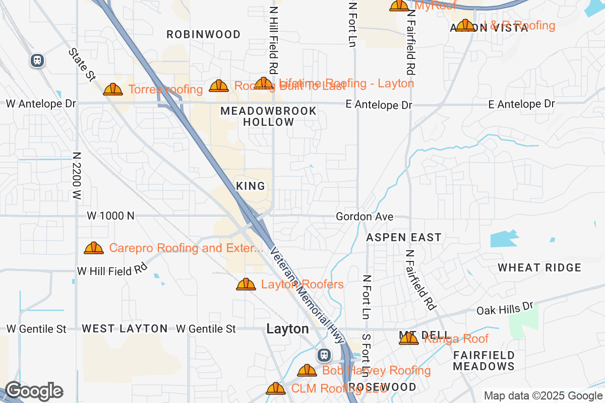 Map of Roofing Contractors in Layton, Utah