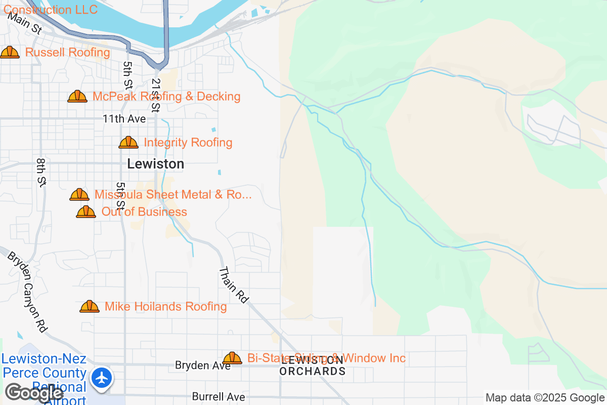 Map of Roofing Contractors in Lewiston, Idaho