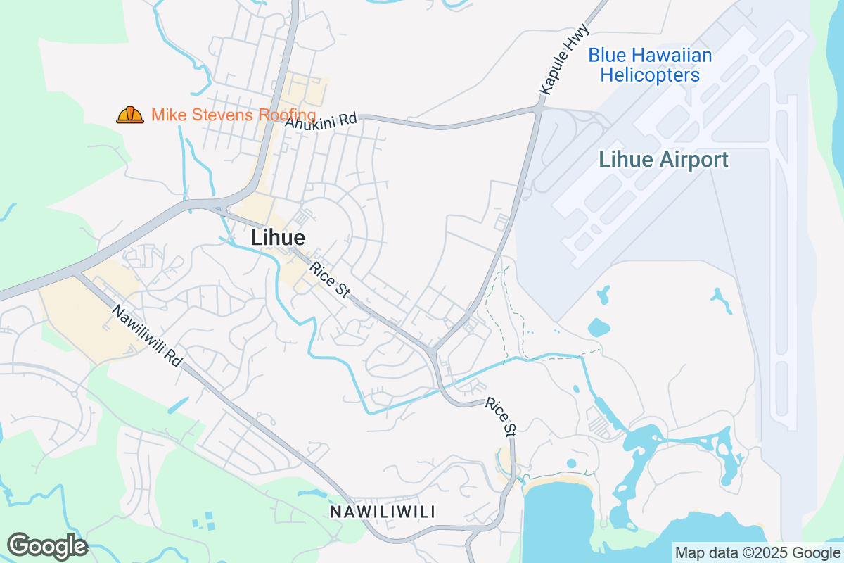 Map of Roofing Contractors in Lihue, Hawaii