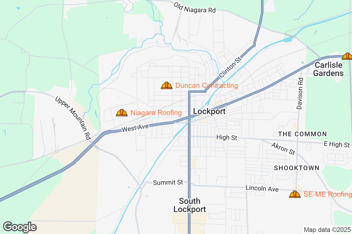 Map of Roofing Contractors in Lockport, New York