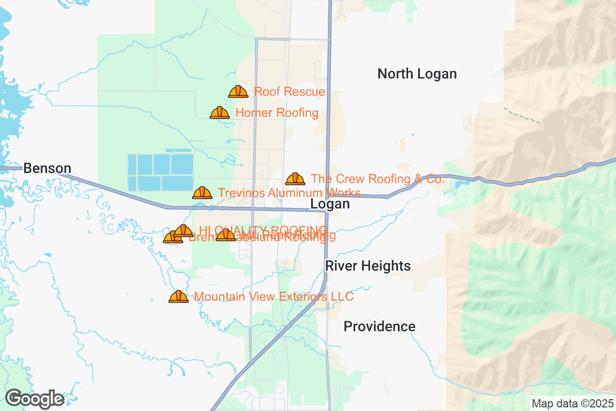 Map of Roofing Contractors in Logan, Utah