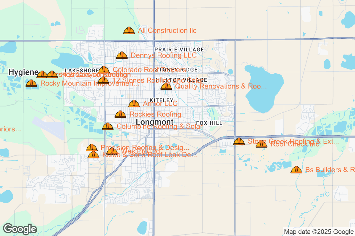 Map of Roofing Contractors in Longmont, Colorado