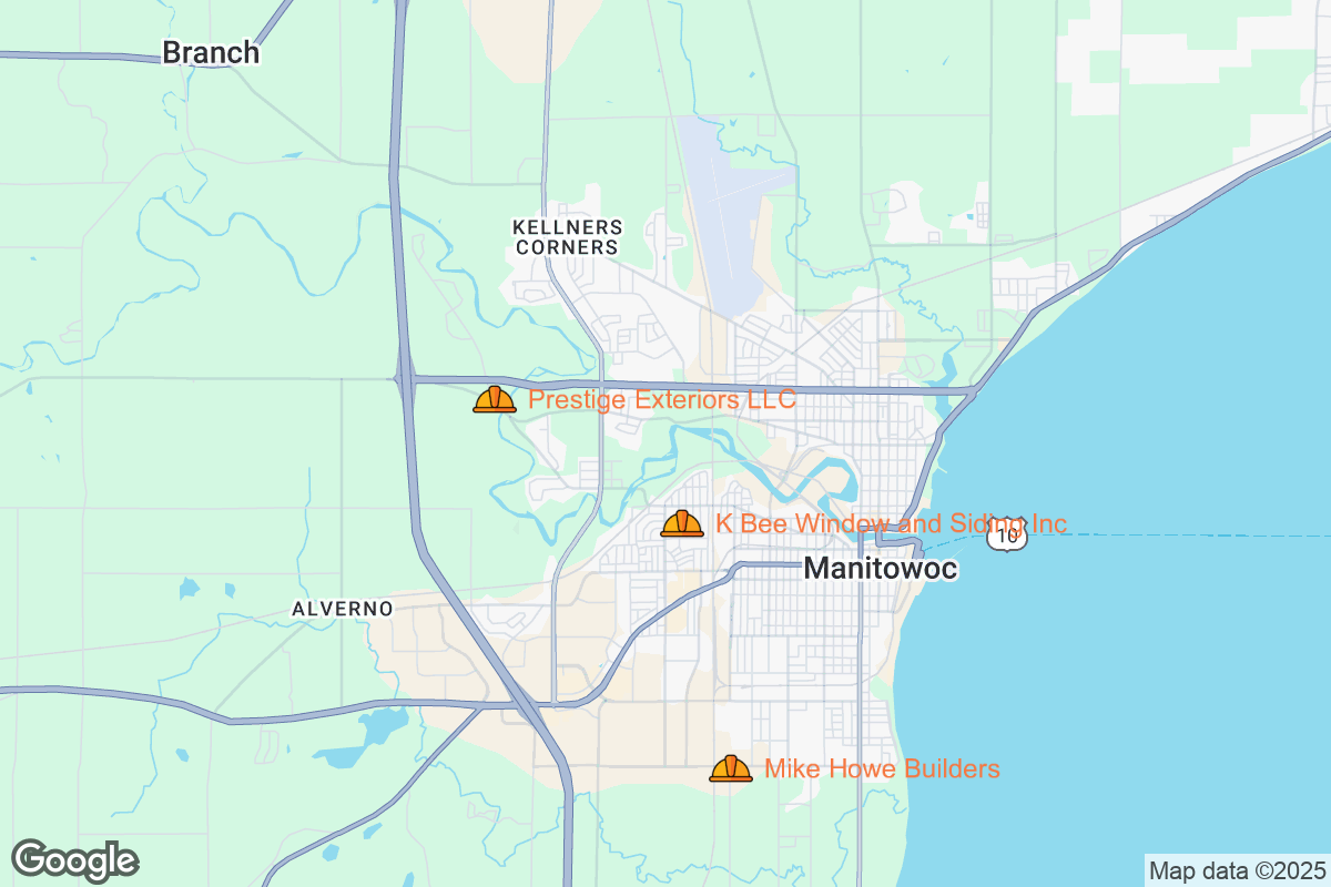 Map of Roofing Contractors in Manitowoc, Wisconsin