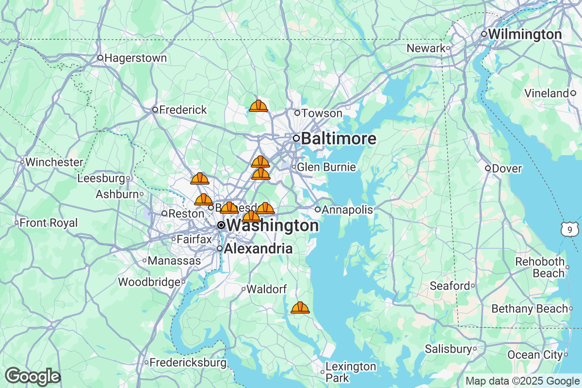 Map of Roofing Contractors in Maryland