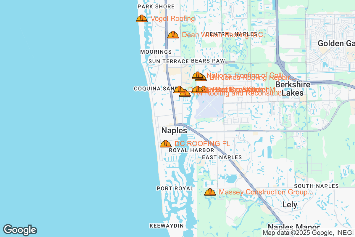 Map of Roofing Contractors in Naples, Florida