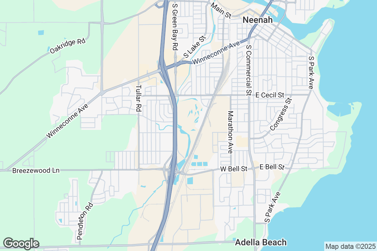 Map of Roofing Contractors in Neenah, Wisconsin