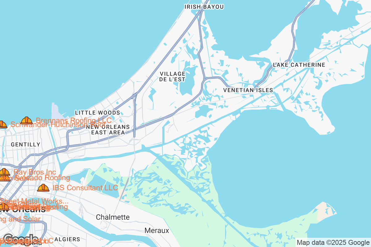Map of Roofing Contractors in New Orleans, Louisiana