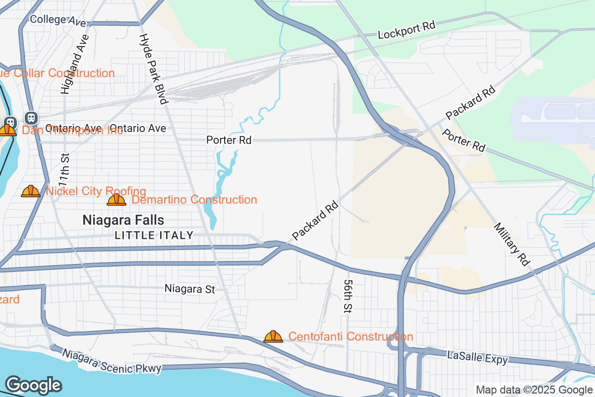 Map of Roofing Contractors in Niagara Falls, New York