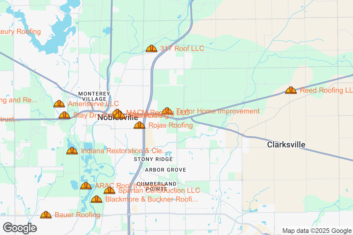 Map of Roofing Contractors in Noblesville, Indiana