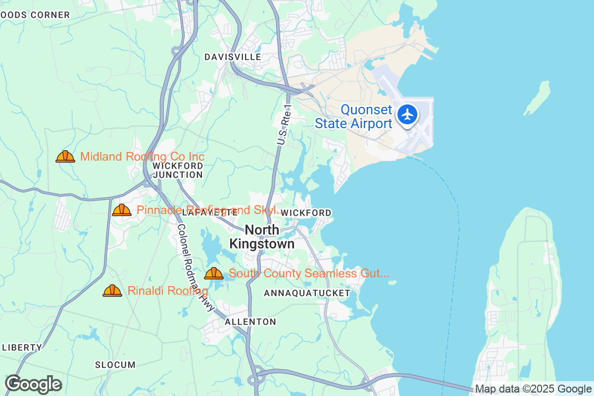 Map of Roofing Contractors in North Kingstown, Rhode Island