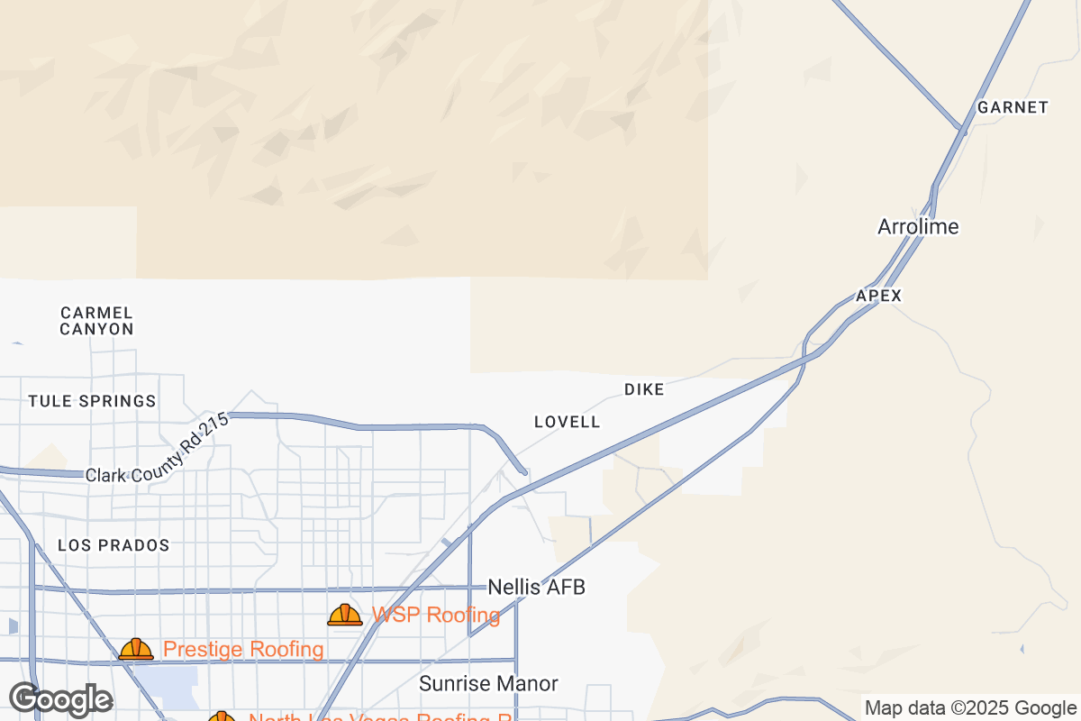 Map of Roofing Contractors in North Las Vegas, Nevada