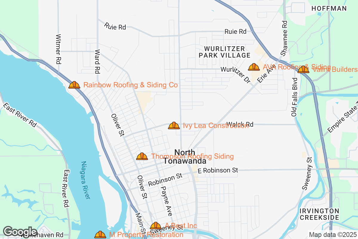 Map of Roofing Contractors in North Tonawanda, New York