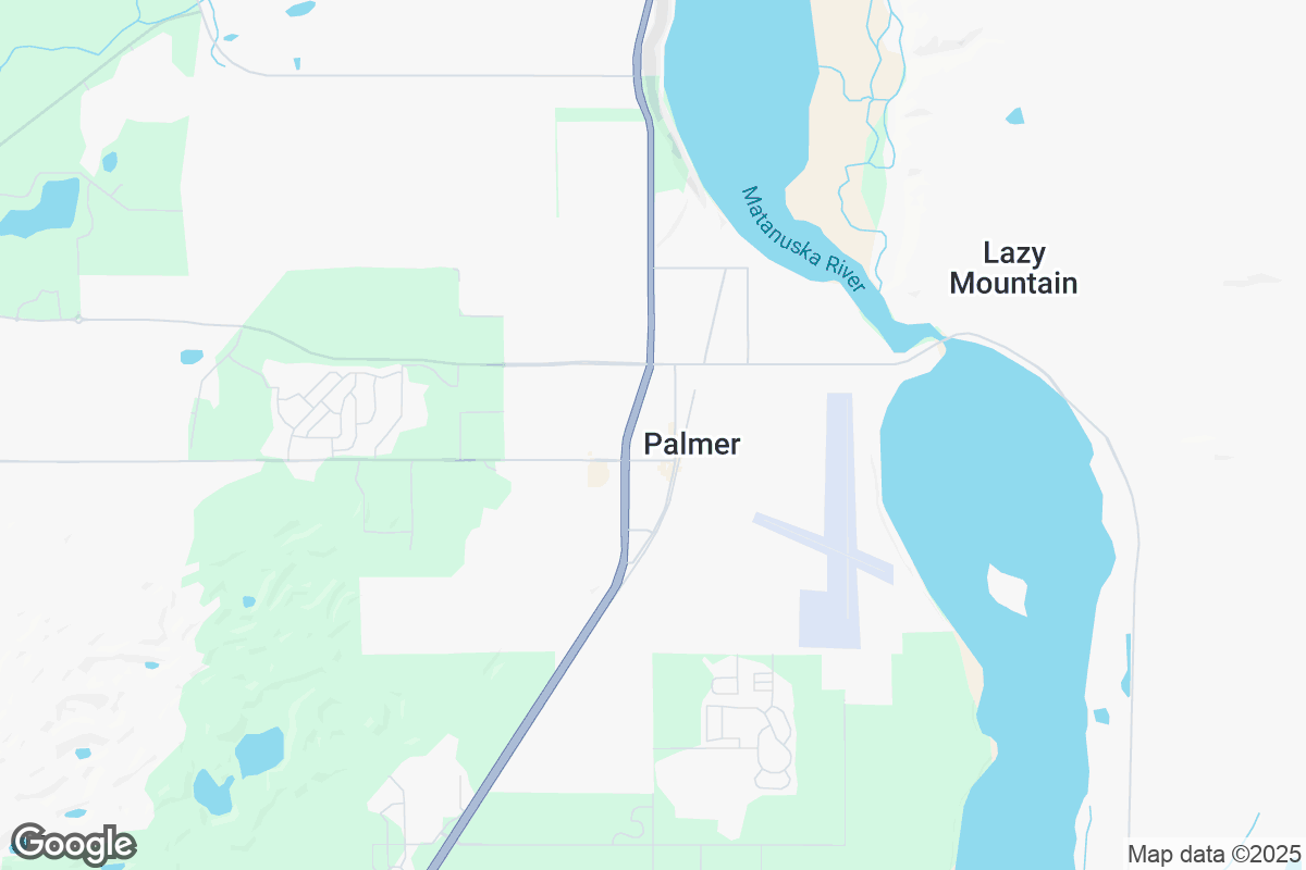 Map of Roofing Contractors in Palmer, Alaska