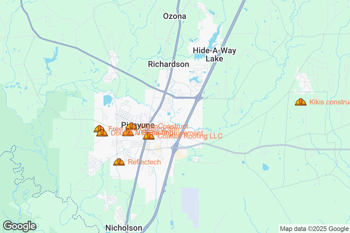 Map of Roofing Contractors in Picayune, Mississippi