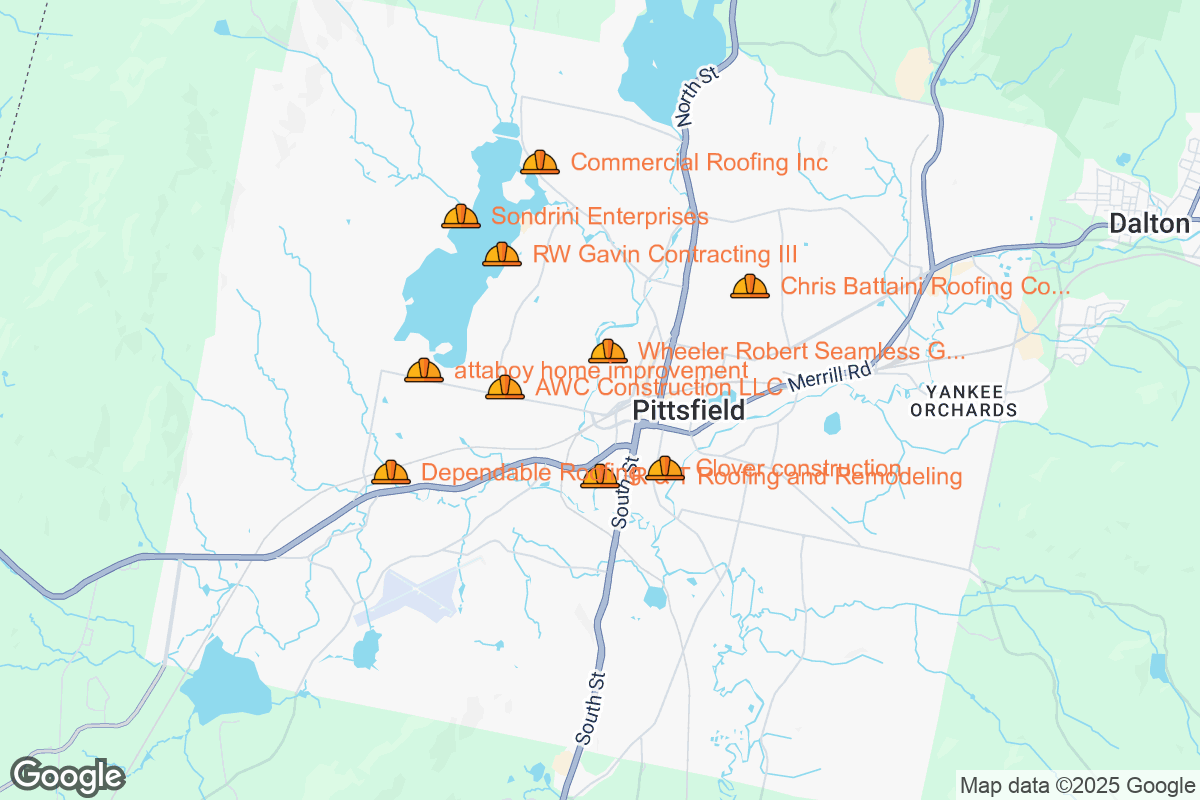 Map of Roofing Contractors in Pittsfield, Massachusetts