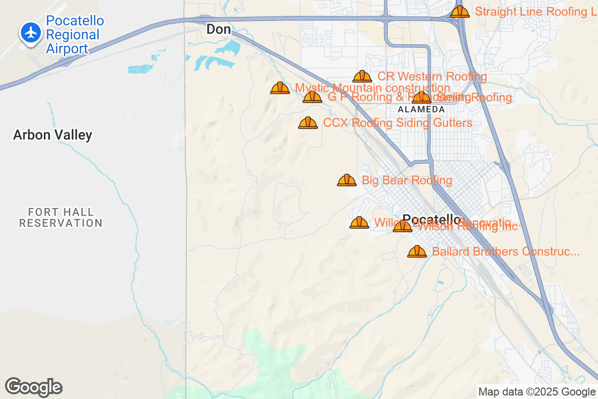 Map of Roofing Contractors in Pocatello, Idaho