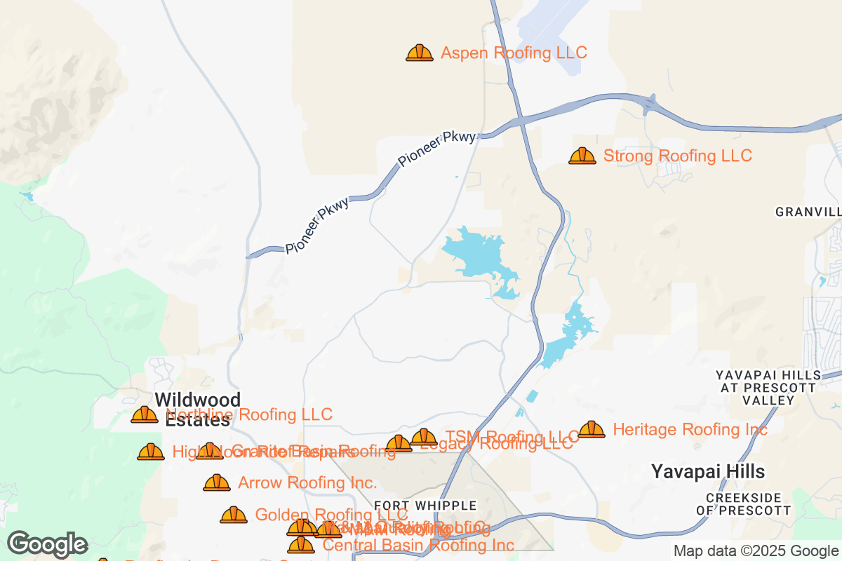 Map of Roofing Contractors in Prescott, Arizona