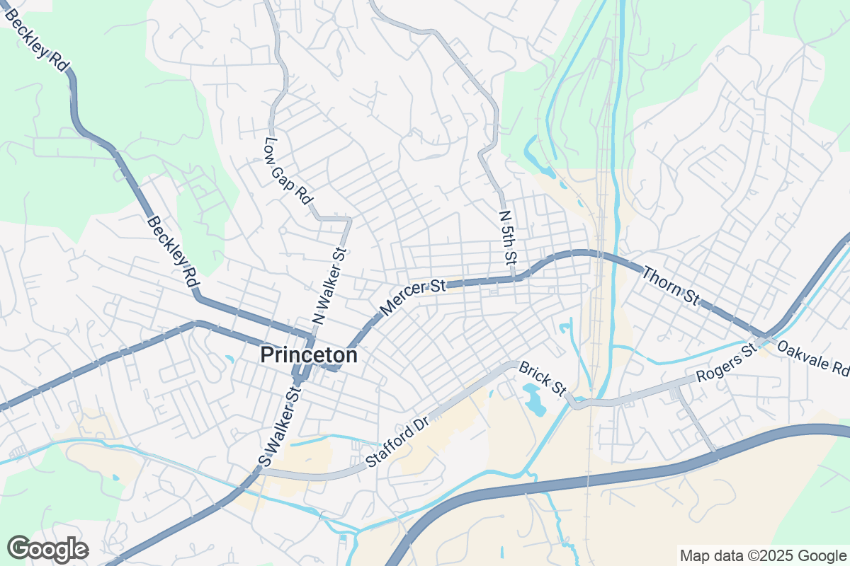 Map of Roofing Contractors in Princeton, West Virginia