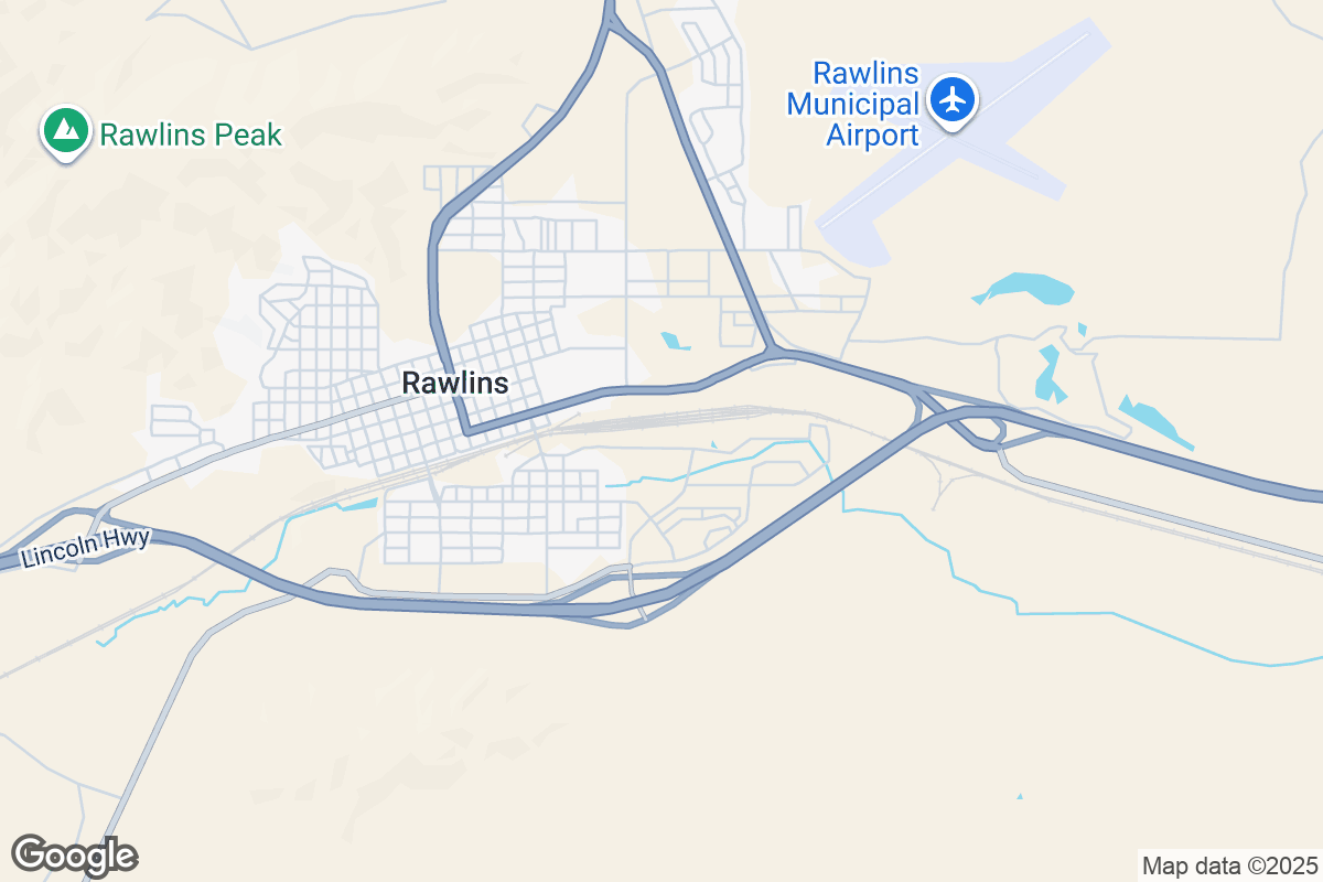 Map of Roofing Contractors in Rawlins, Wyoming