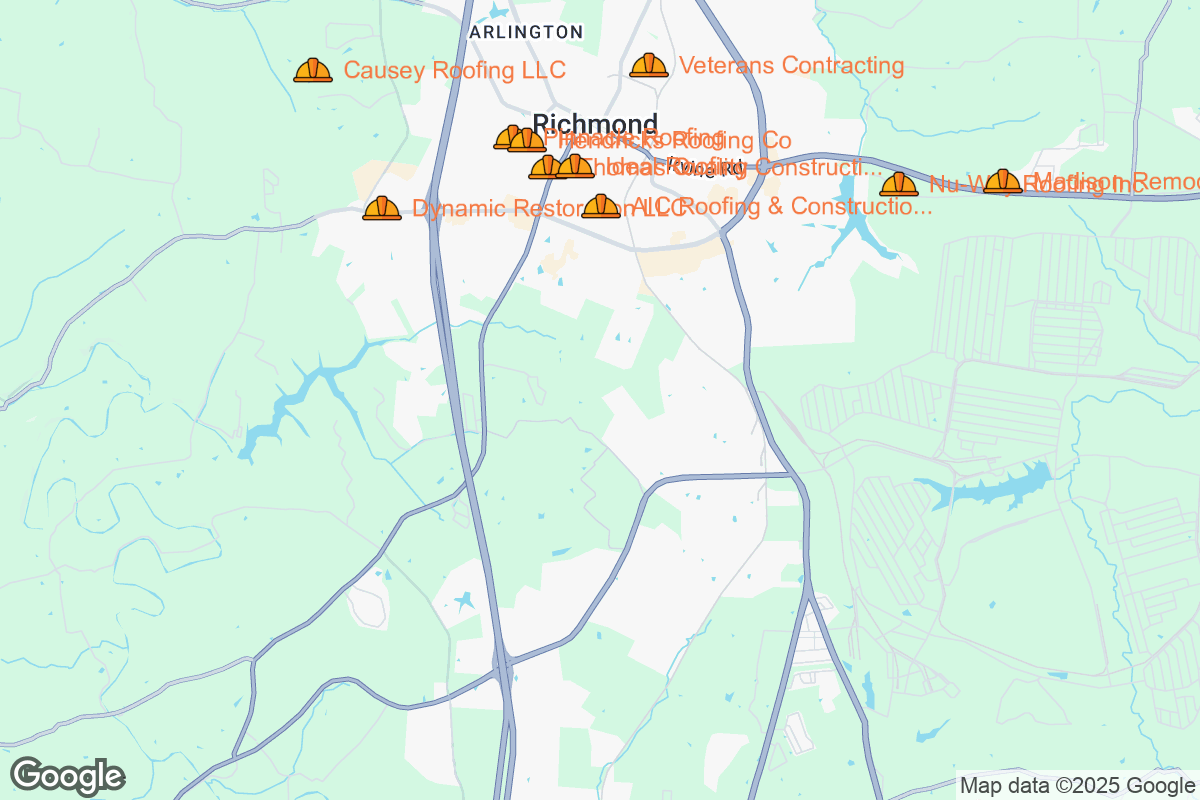 Map of Roofing Contractors in Richmond, Kentucky