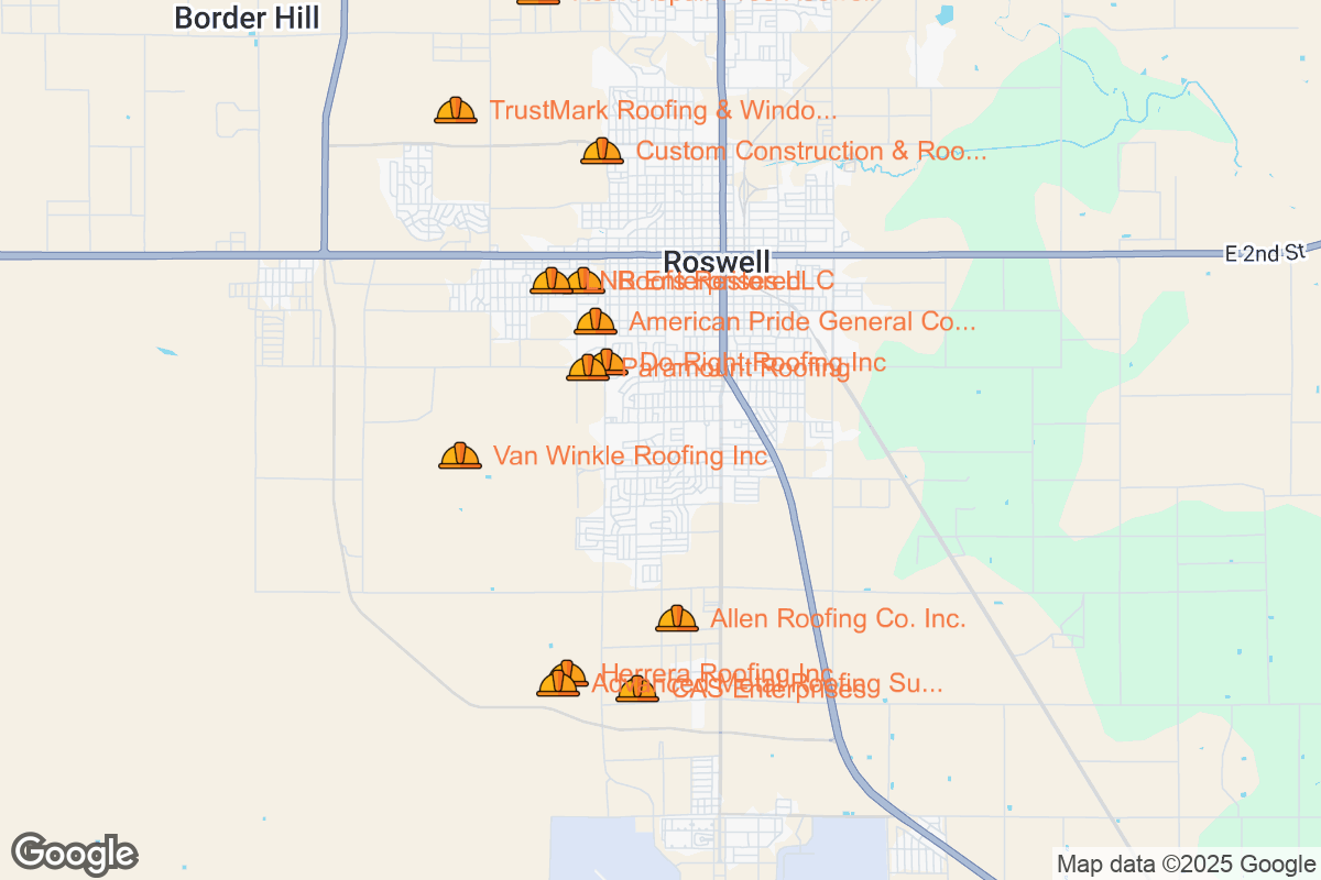 Map of Roofing Contractors in Roswell, New Mexico